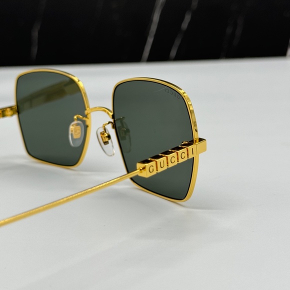 NEW GUCCI SUNGLASSES, GOLD GRAY SQUARE UNISEX EYEWEAR GUCCI - Picture 11 of 15